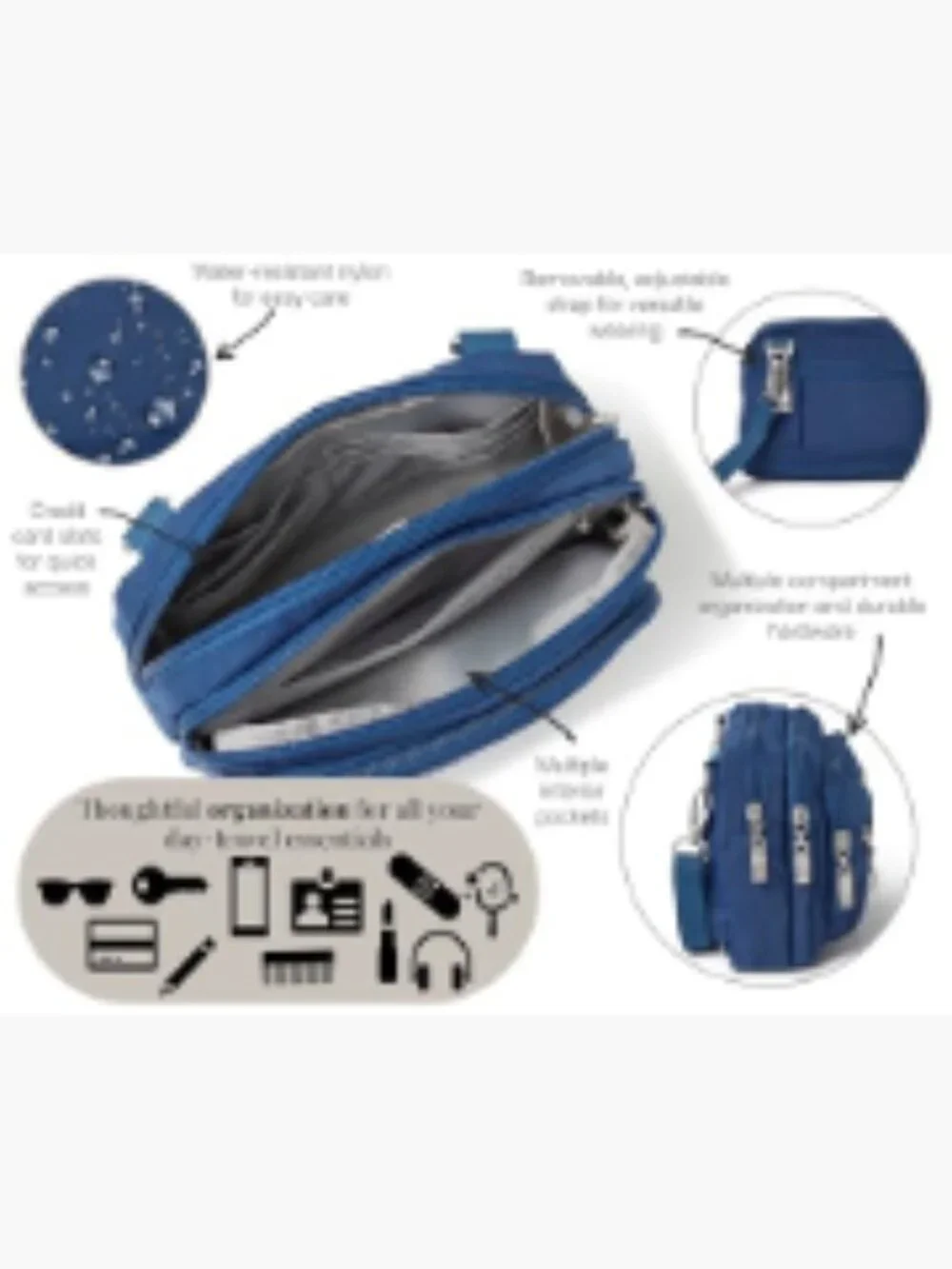 Baggallini Triple Zip Small Crossbody Bag - Convertible Fanny Pack Belt Bag -